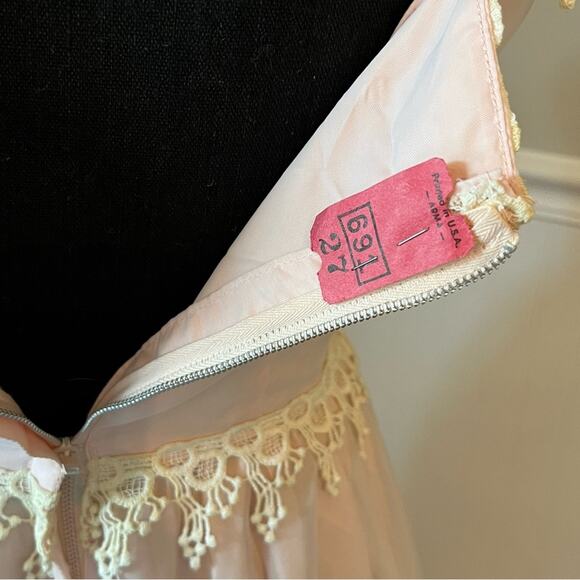 Vintage 1970s Handmade Blush Pink Formal Gown Prairie Romance Metal Zipper - Picture 10 of 11